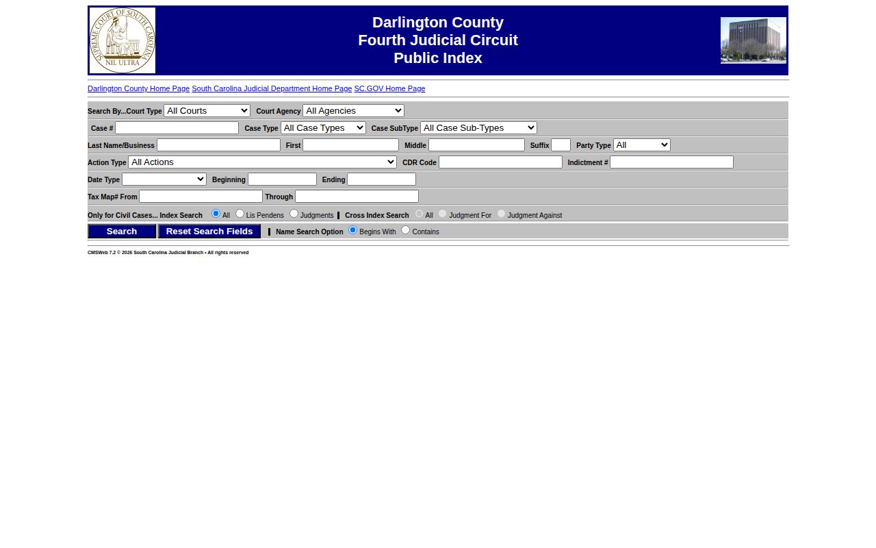 Darlington County Public Index case search