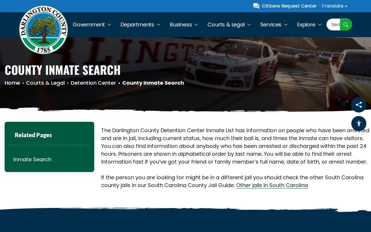Darlington County official Bookings and Releases page