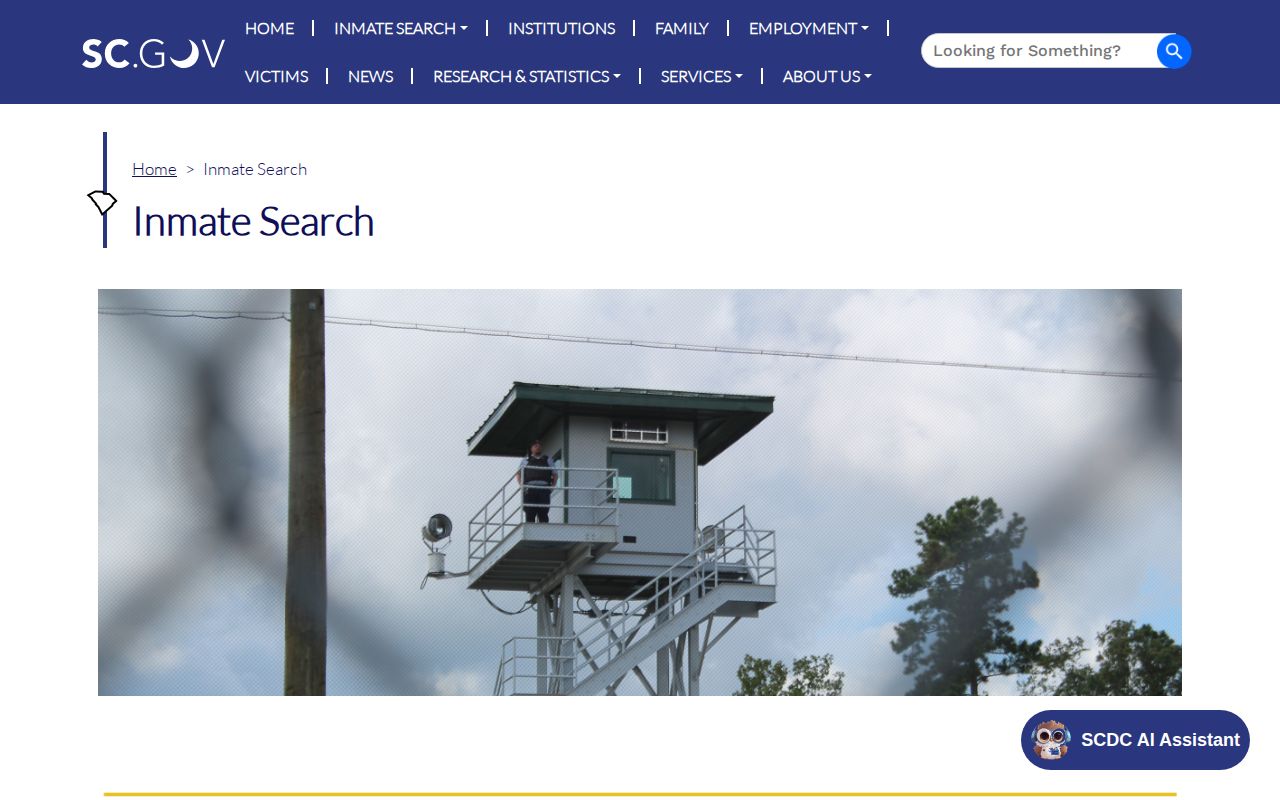 SCDC disclaimer explaining exclusions from the current inmate search